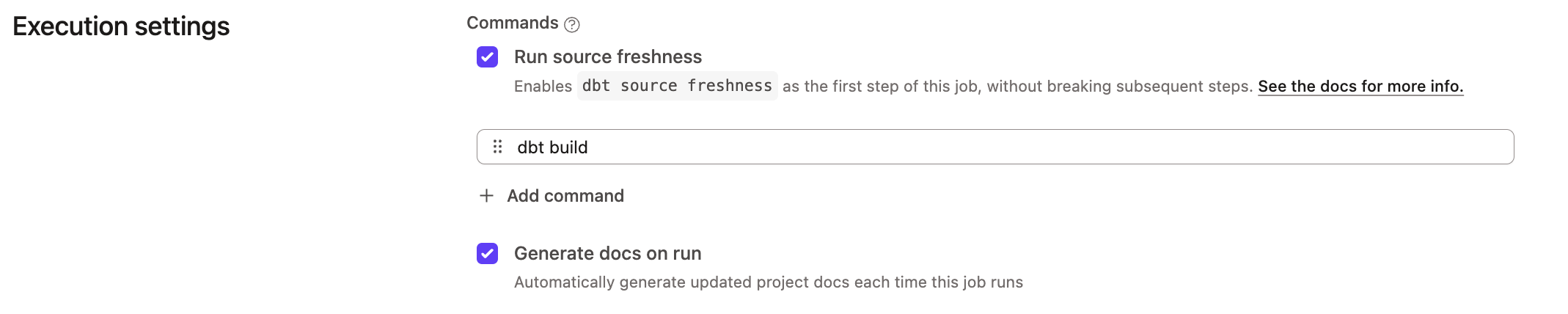 Selecting source freshness Selecting source freshness